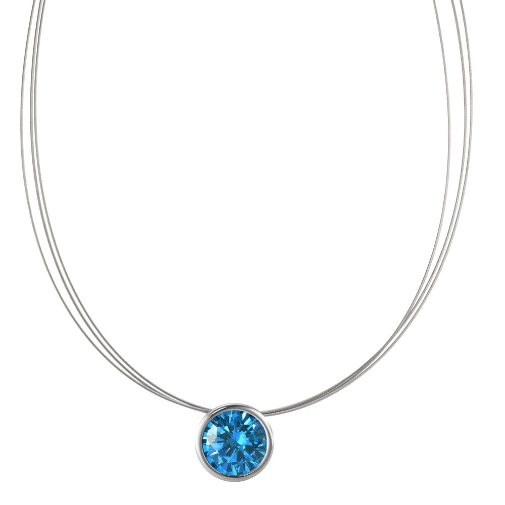 Collar Acero inoxidable Circonita azul 42 cm Ø13 mm