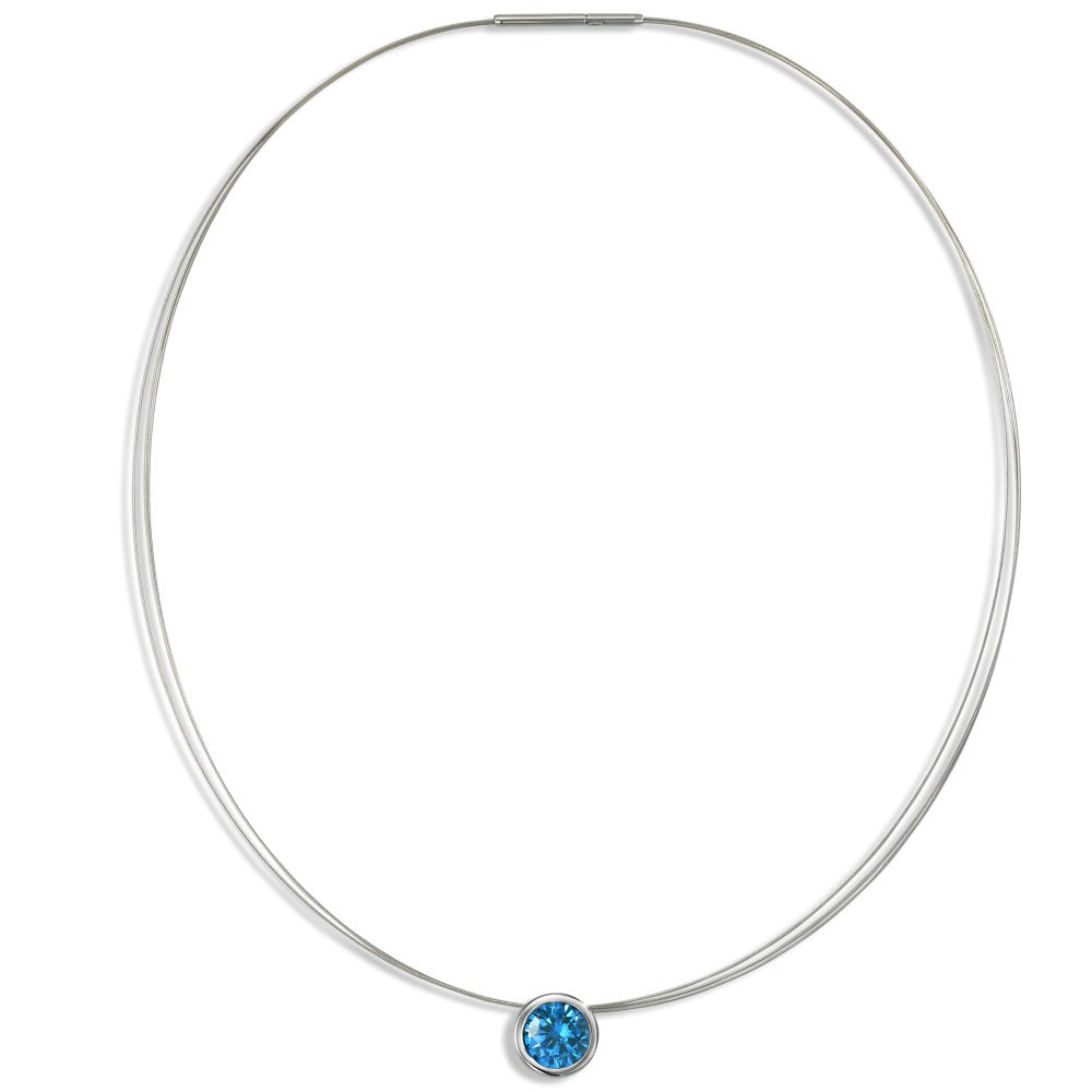 Collar Acero inoxidable Circonita azul 42 cm Ø13 mm