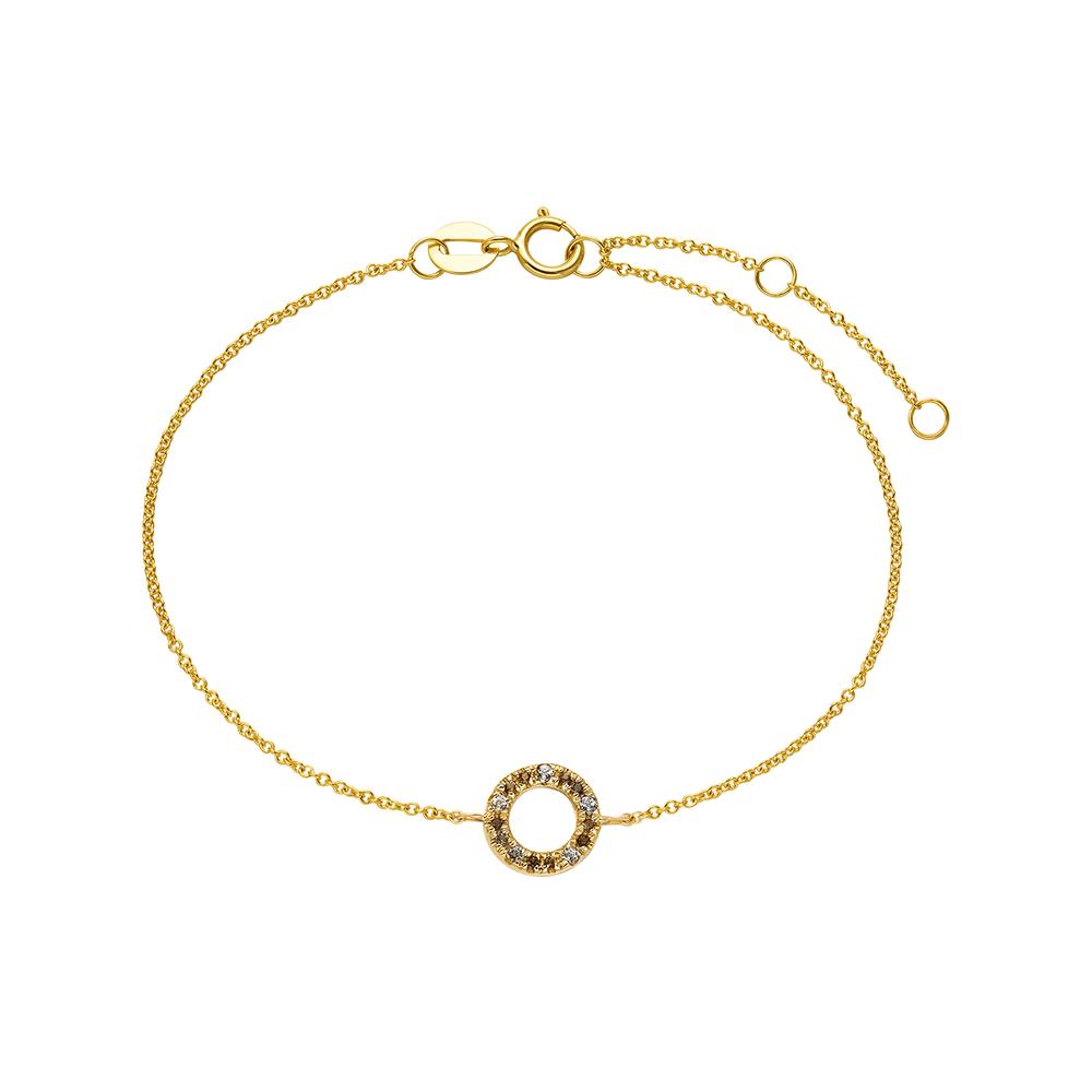 Pulsera Oro amarillo de 375/9K Topacio blanco, Cuarzo ahumado 15-18 cm