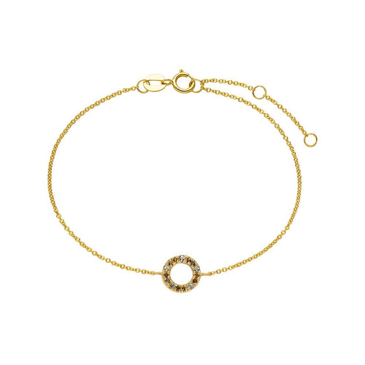 Pulsera Oro amarillo de 375/9K Topacio blanco, Cuarzo ahumado 15-18 cm