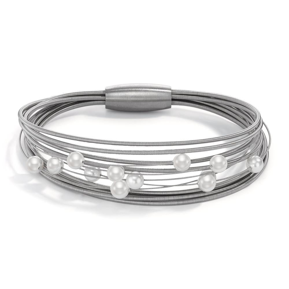 Pulsera Acero inoxidable Perla de concha 17 cm