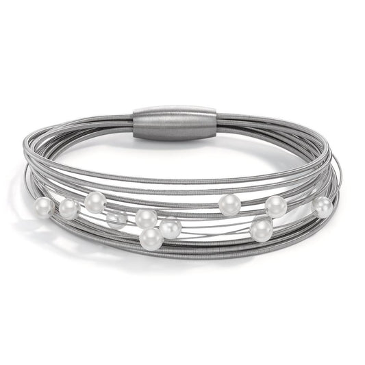 Pulsera Acero inoxidable Perla de concha 17 cm