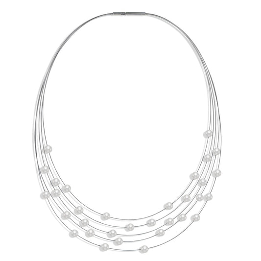 Collar Acero inoxidable Perla de concha 42 cm