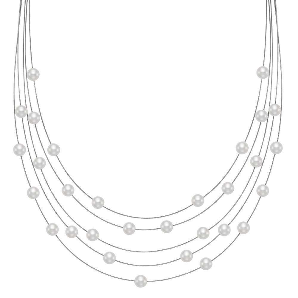 Collar Acero inoxidable Perla de concha 42 cm