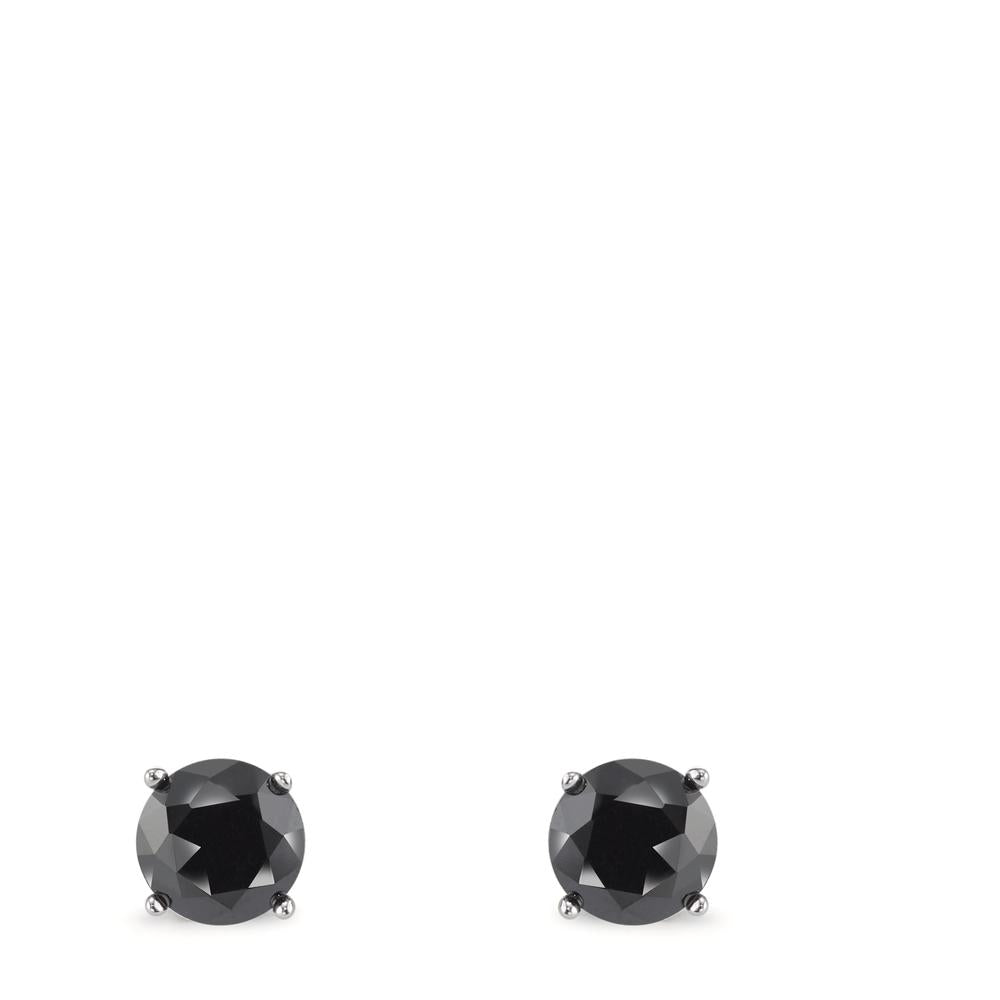 Pendientes Plata Circonita negro, 2 piedras Rodio plateado Ø6 mm