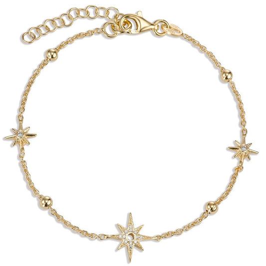 Pulsera Plata Circonita Amarillo Dorado estrella 17-20 cm