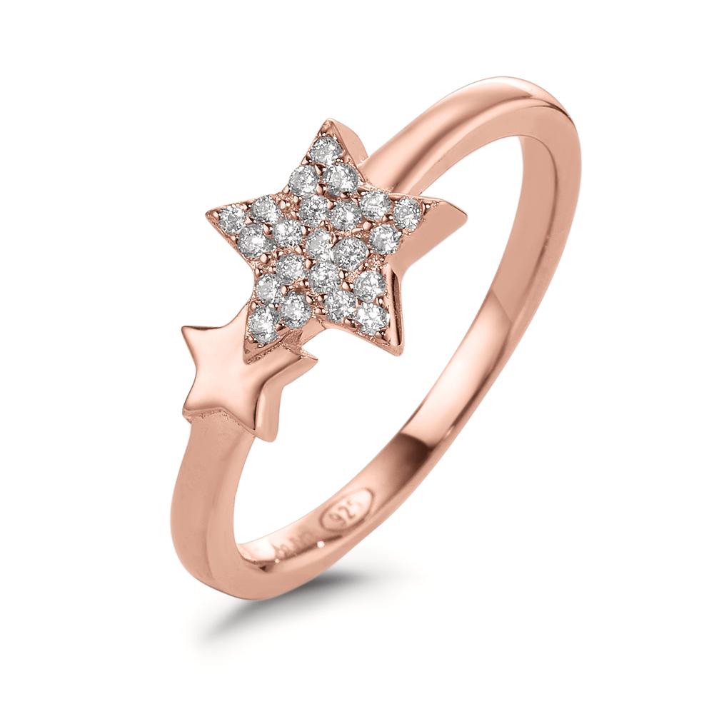 Anillo de dedo Plata Circonita Rosa Dorado estrella