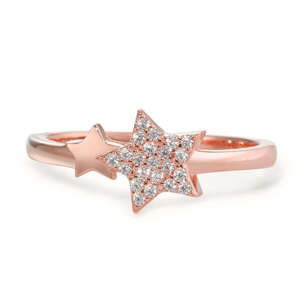 Anillo de dedo Plata Circonita Rosa Dorado estrella