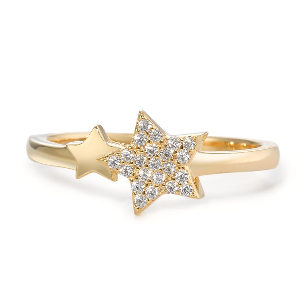 Anillo de dedo Plata Circonita Amarillo Dorado estrella