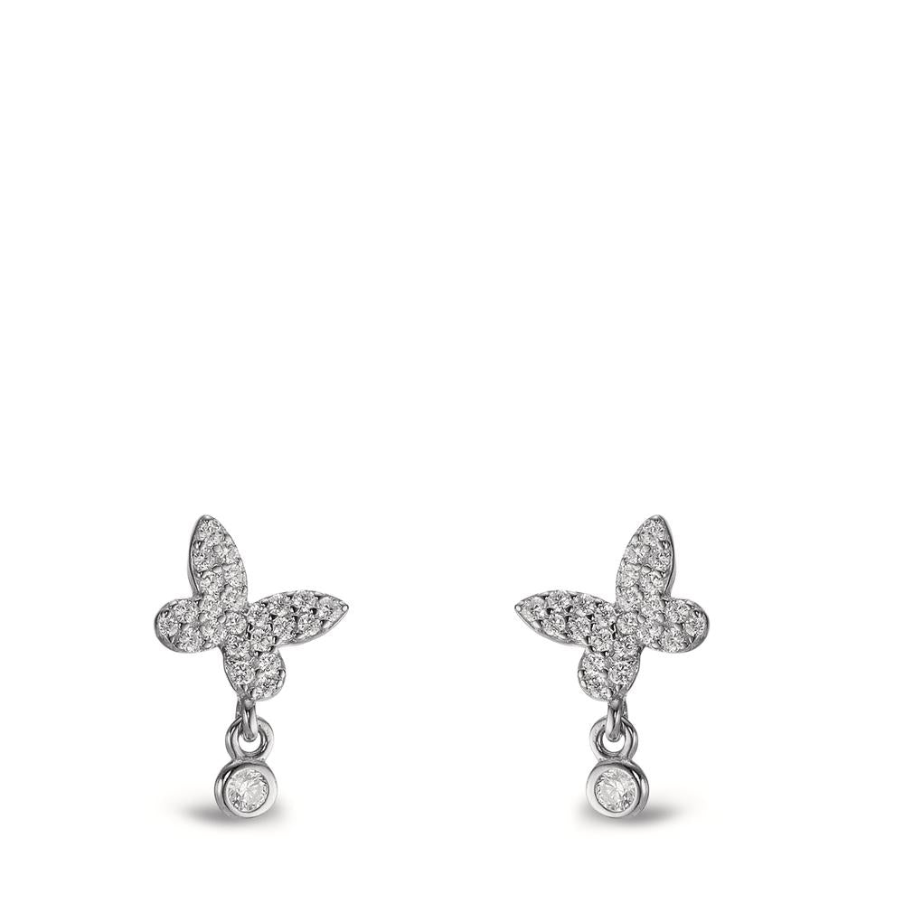 Pendientes Plata Circonita Rodio plateado Mariposa Ø7.5 mm