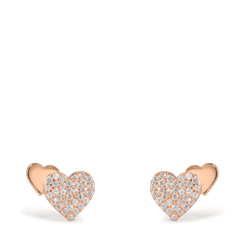 Pendientes Plata Circonita Rosa Dorado Corazón