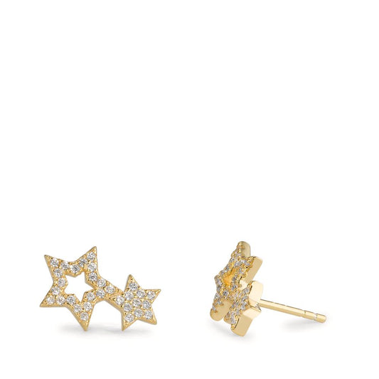 Pendientes Plata Circonita Amarillo Dorado estrella