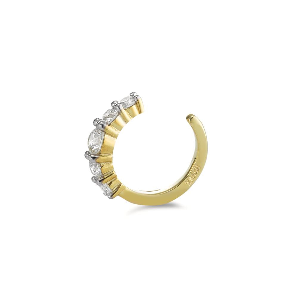 Pinza de oreja Plata Circonita 5 piedras Amarillo Dorado Ø12 mm