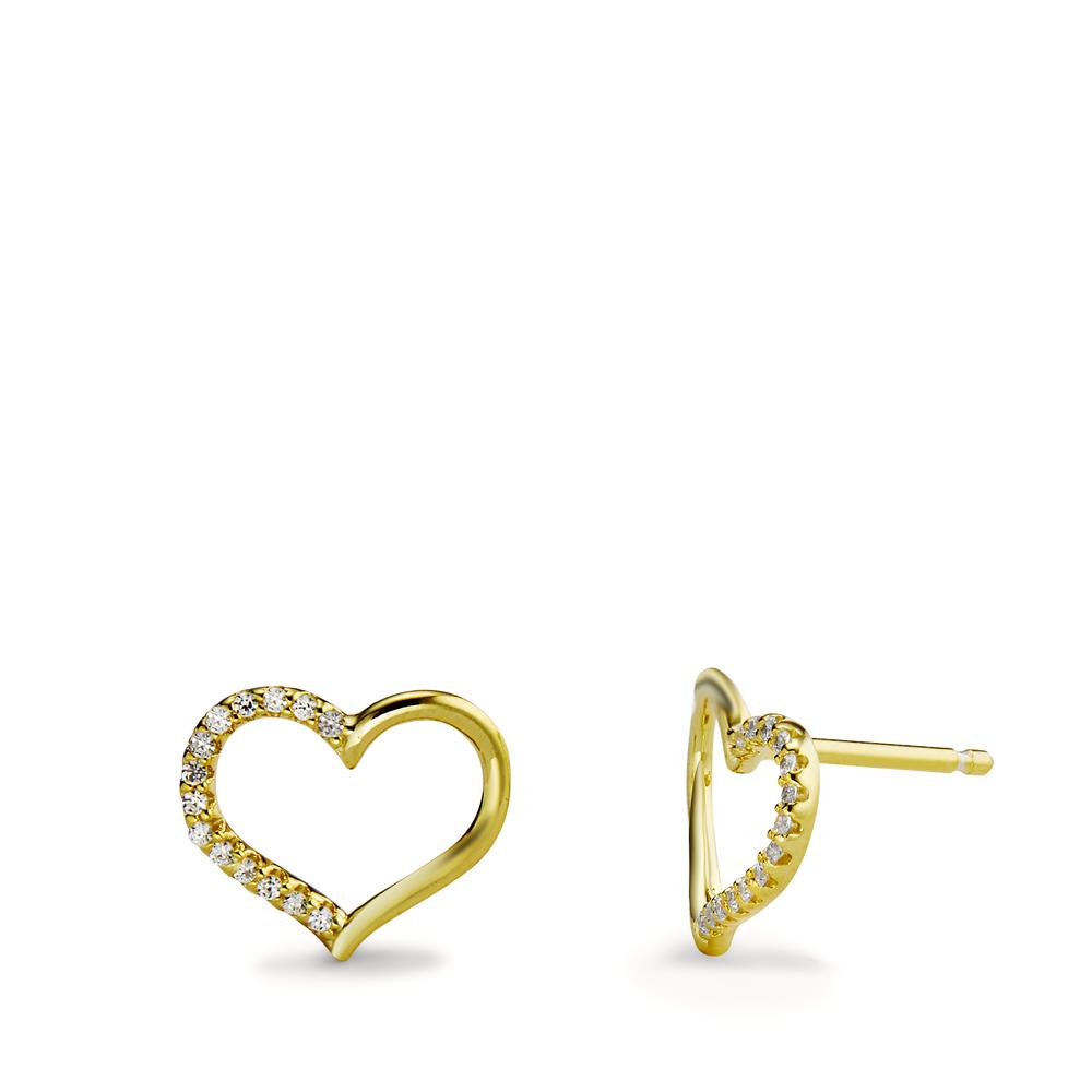 Pendientes Plata Circonita 28 piedras Amarillo Dorado Corazón Ø10 mm