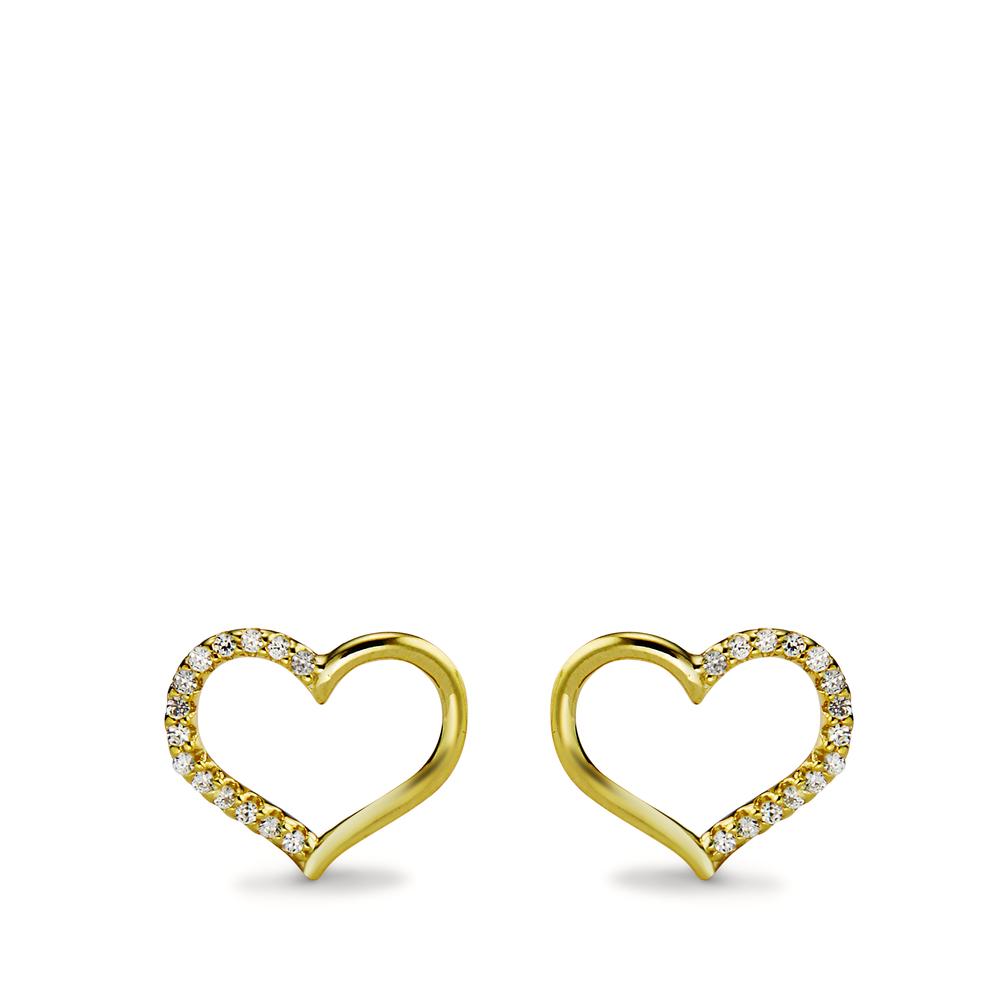 Pendientes Plata Circonita 28 piedras Amarillo Dorado Corazón Ø10 mm