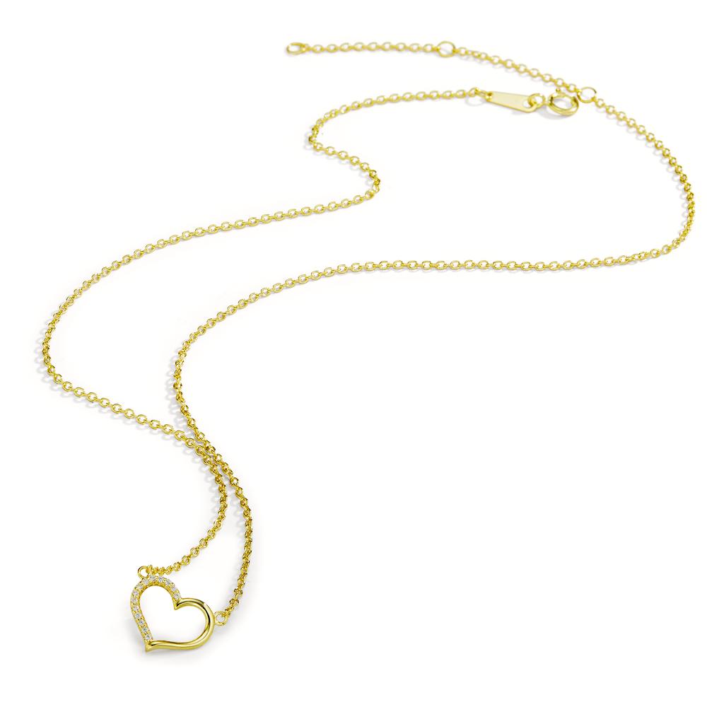 Collar Plata Circonita Amarillo Dorado Corazón 38-42 cm