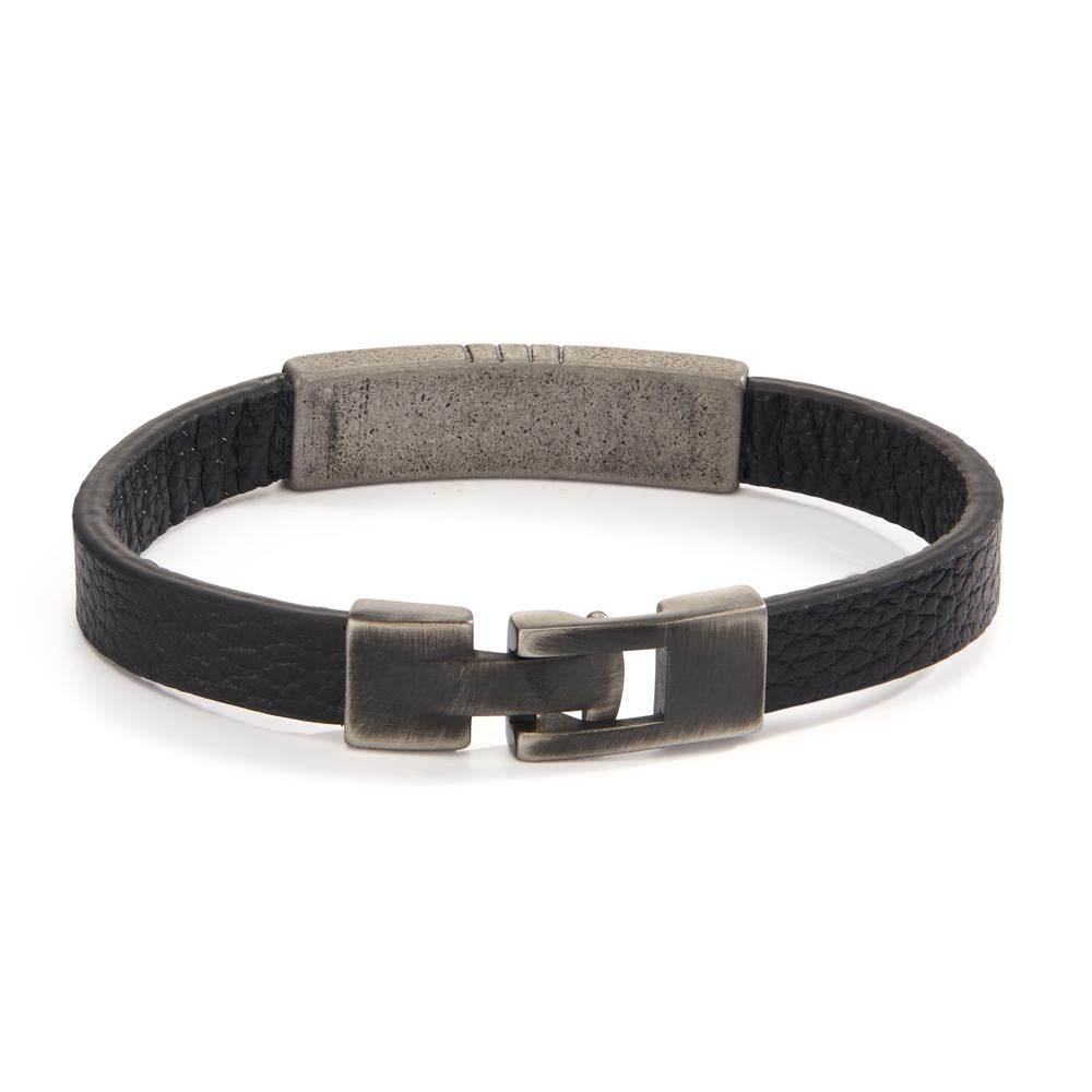 Pulsera Cuero, Acero inoxidable, Carbón Negro Recubierto de IP 21 cm