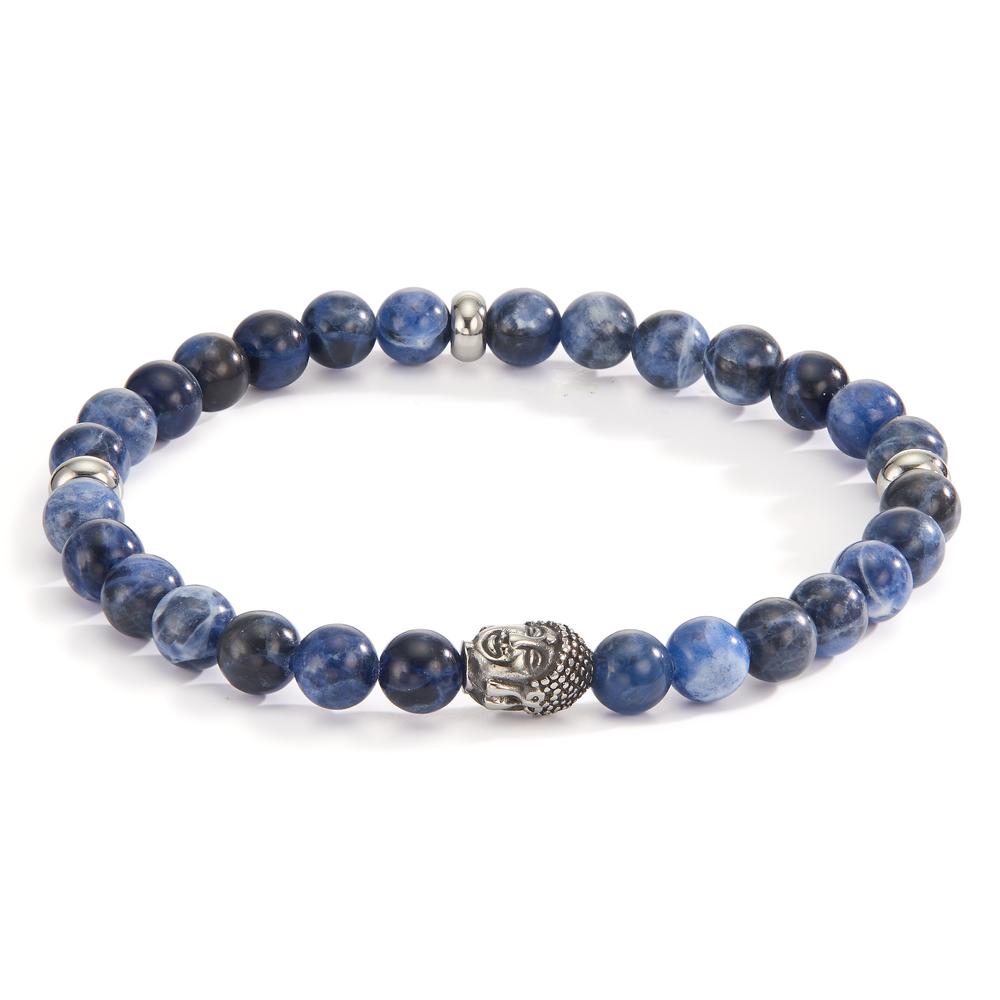 Pulsera Acero inoxidable Sodalita Buda 20 cm Ø6.5 mm