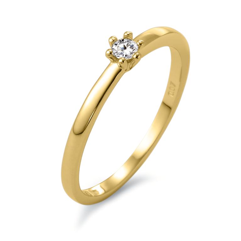 Anillo solitario 750/oro amarillo de 18 quilates Diamante blanco, 0.07 ct, [Brillant], w-si