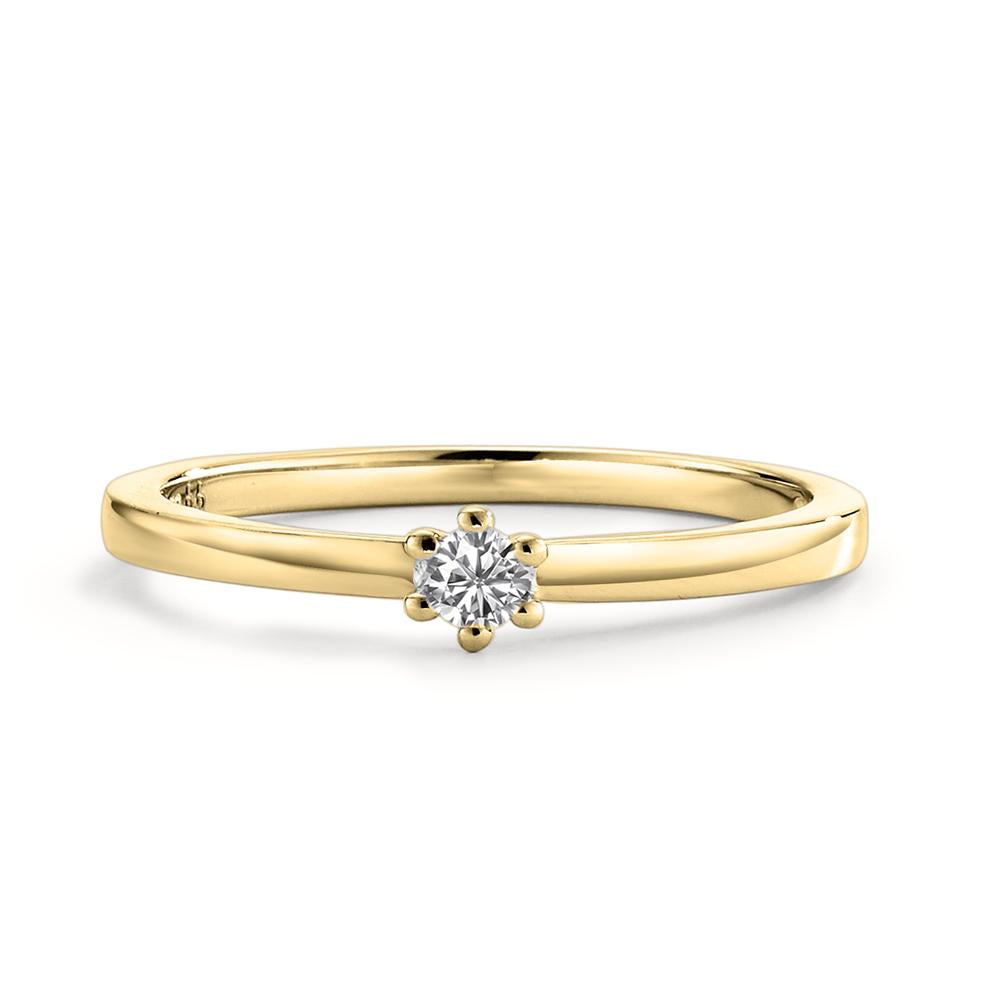 Anillo solitario 750/oro amarillo de 18 quilates Diamante blanco, 0.07 ct, [Brillant], w-si