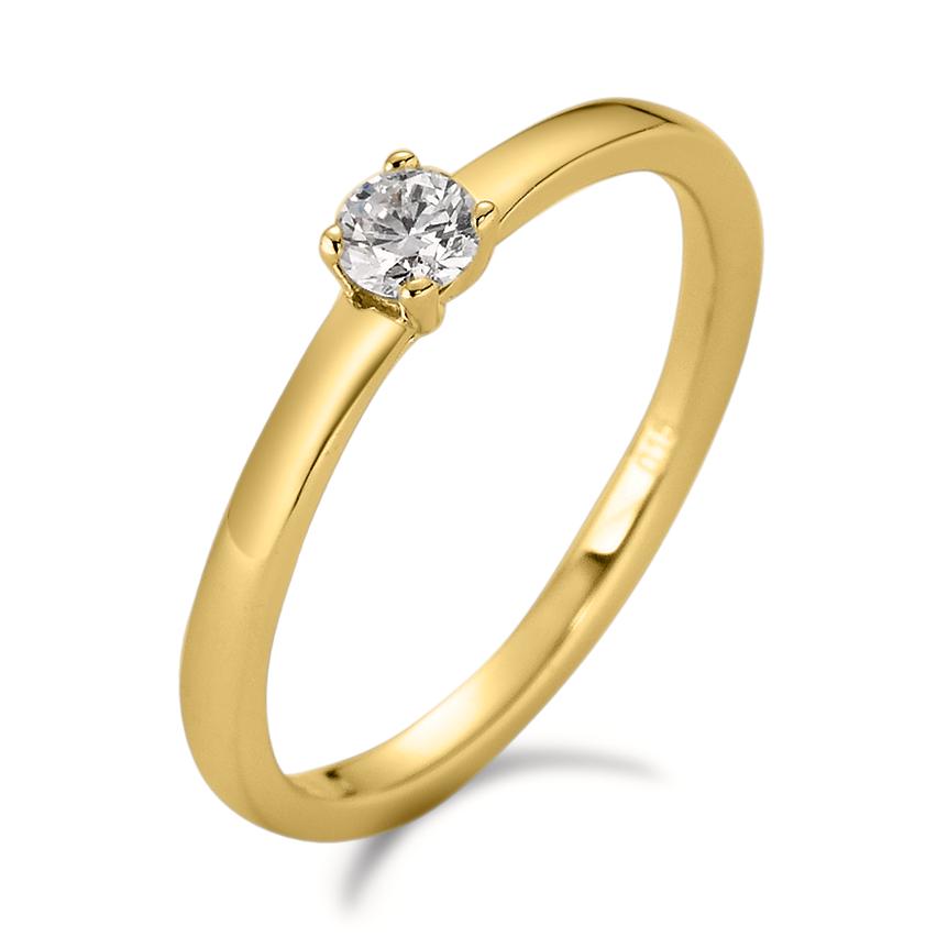 Anillo solitario 750/oro amarillo de 18 quilates Diamante blanco, 0.15 ct, [Brillant], w-si