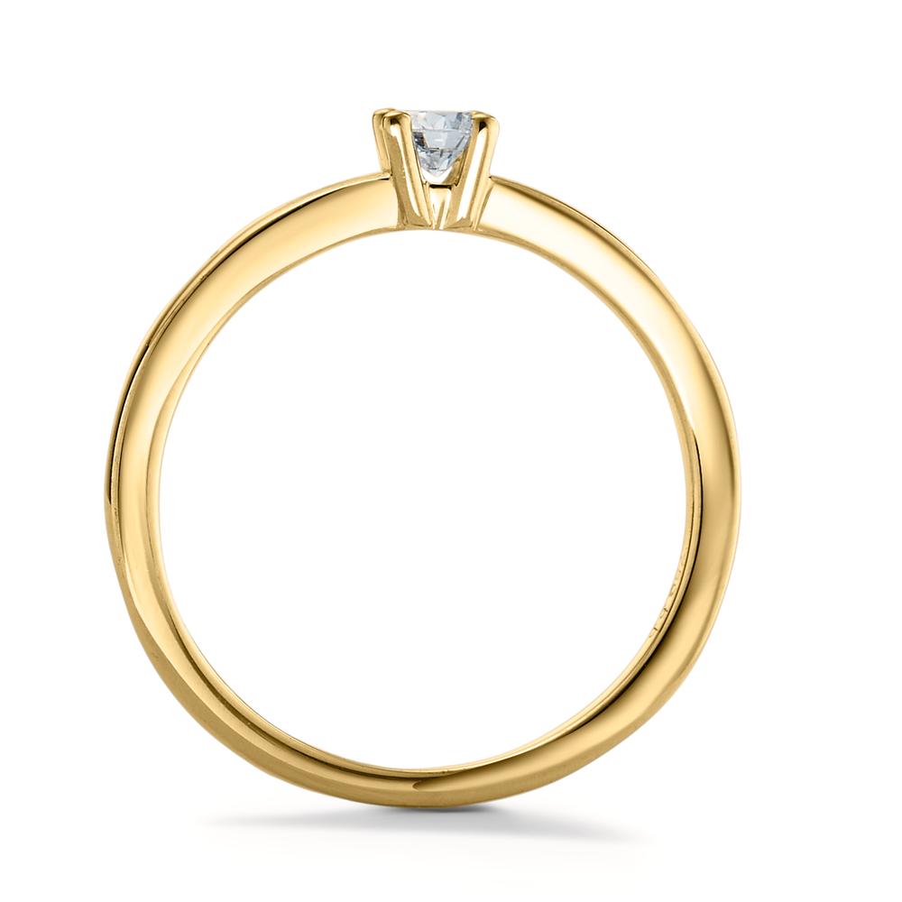 Anillo solitario 750/oro amarillo de 18 quilates Diamante blanco, 0.15 ct, [Brillant], w-si