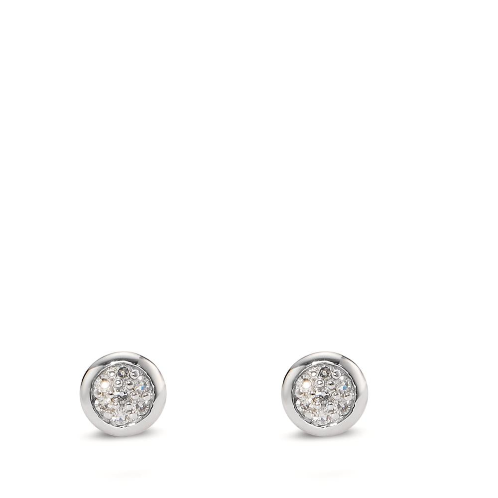 Pendientes Oro blanco de 585/14 kt. Diamante 0.04 ct, 14 piedras, w-si Ø4.5 mm