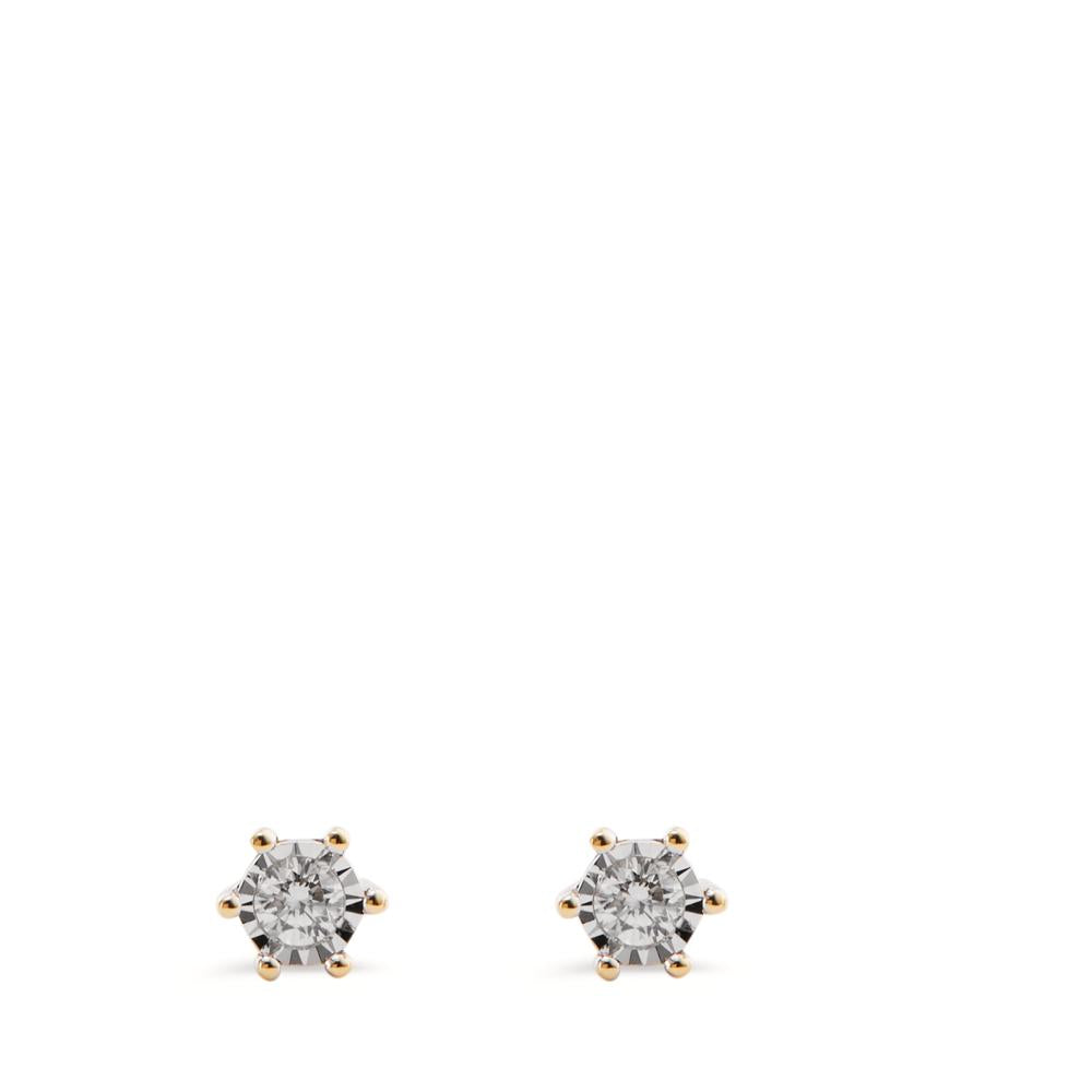 Pendientes 750/oro amarillo de 18 quilates Diamante 0.06 ct, 2 piedras, w-si Bicolor Ø4 mm