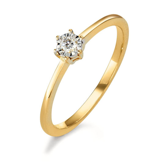 Anillo de dedo 750/oro amarillo de 18 quilates Diamante 0.05 ct, w-si Bicolor Ø4 mm