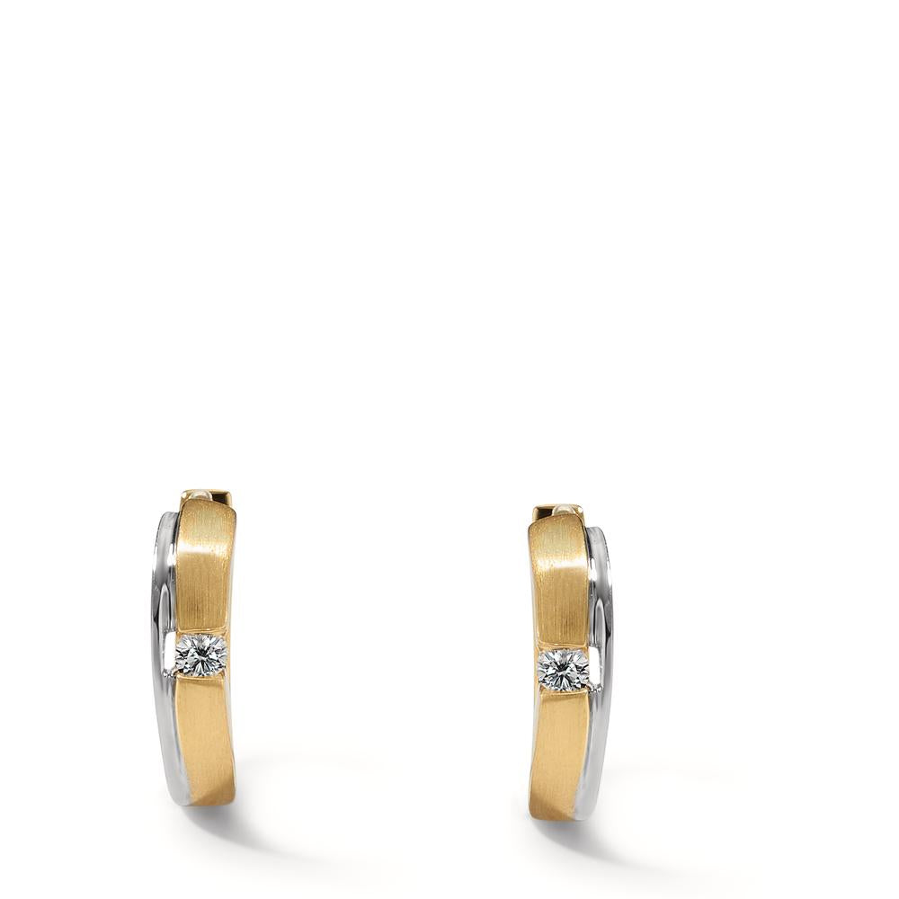 Aro con bisagra 750/oro blanco de 18 quilates, 750/oro amarillo de 18 quilates Diamante 0.05 ct, 2 piedras, w-si