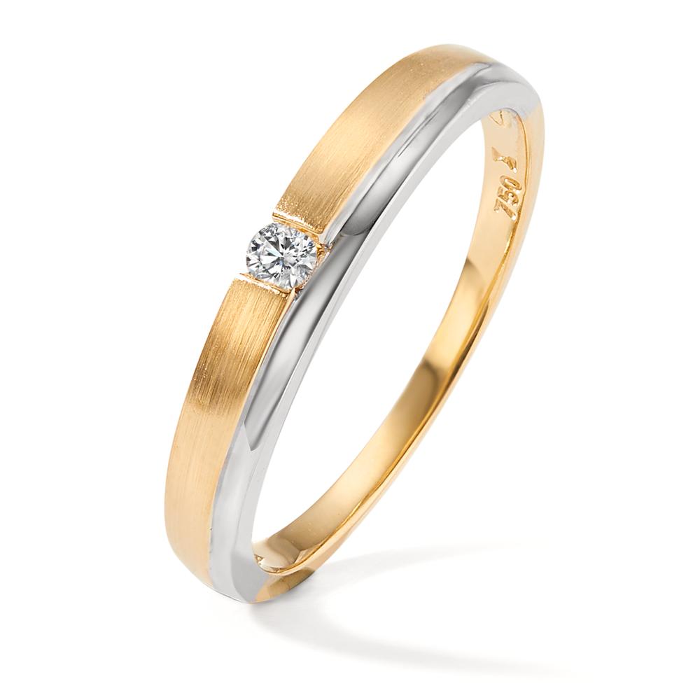 Anillo de dedo 750/oro blanco de 18 quilates, 750/oro amarillo de 18 quilates Diamante 0.05 ct, w-si