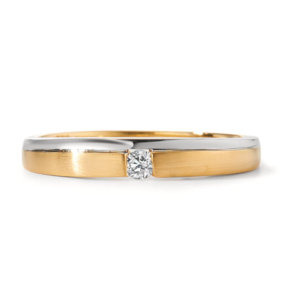 Anillo de dedo 750/oro blanco de 18 quilates, 750/oro amarillo de 18 quilates Diamante 0.05 ct, w-si