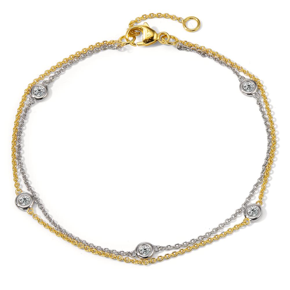 Pulsera 750/oro blanco de 18 quilates, 750/oro amarillo de 18 quilates Diamante 0.16 ct, 5 piedras, w-si 16.5-19 cm