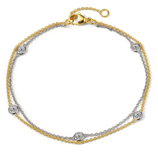 Pulsera 750/oro blanco de 18 quilates, 750/oro amarillo de 18 quilates Diamante 0.16 ct, 5 piedras, w-si 16.5-19 cm