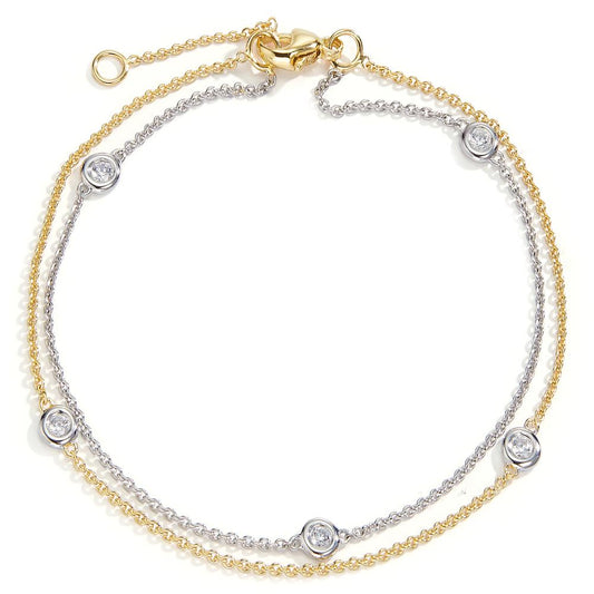 Pulsera Oro blanco de 375/9 quilates, Oro amarillo de 375/9K Circonita 5 piedras 16.5-18.5 cm