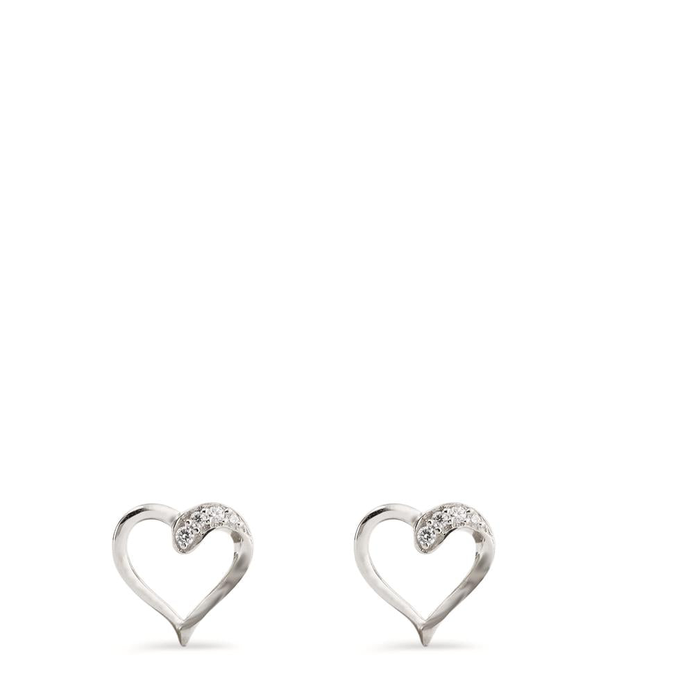 Pendientes Oro blanco de 375/9 quilates Circonita 8 piedras Corazón Ø7 mm