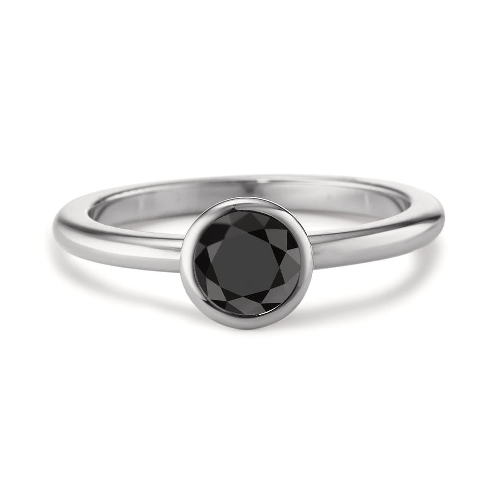 Anillo de dedo Acero inoxidable Circonita negro Ø7 mm