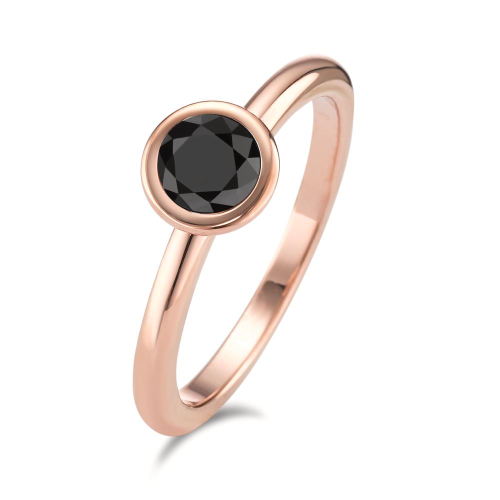 Anillo de dedo Acero inoxidable Circonita negro Rosa Recubierto de IP Ø7 mm