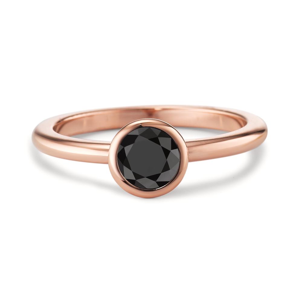 Anillo de dedo Acero inoxidable Circonita negro Rosa Recubierto de IP Ø7 mm