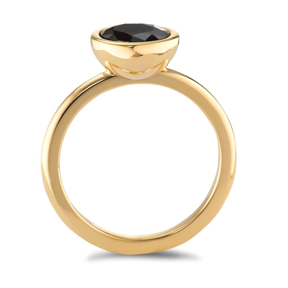 Anillo de dedo Acero inoxidable Circonita negro Amarillo Recubierto de IP Ø9.5 mm