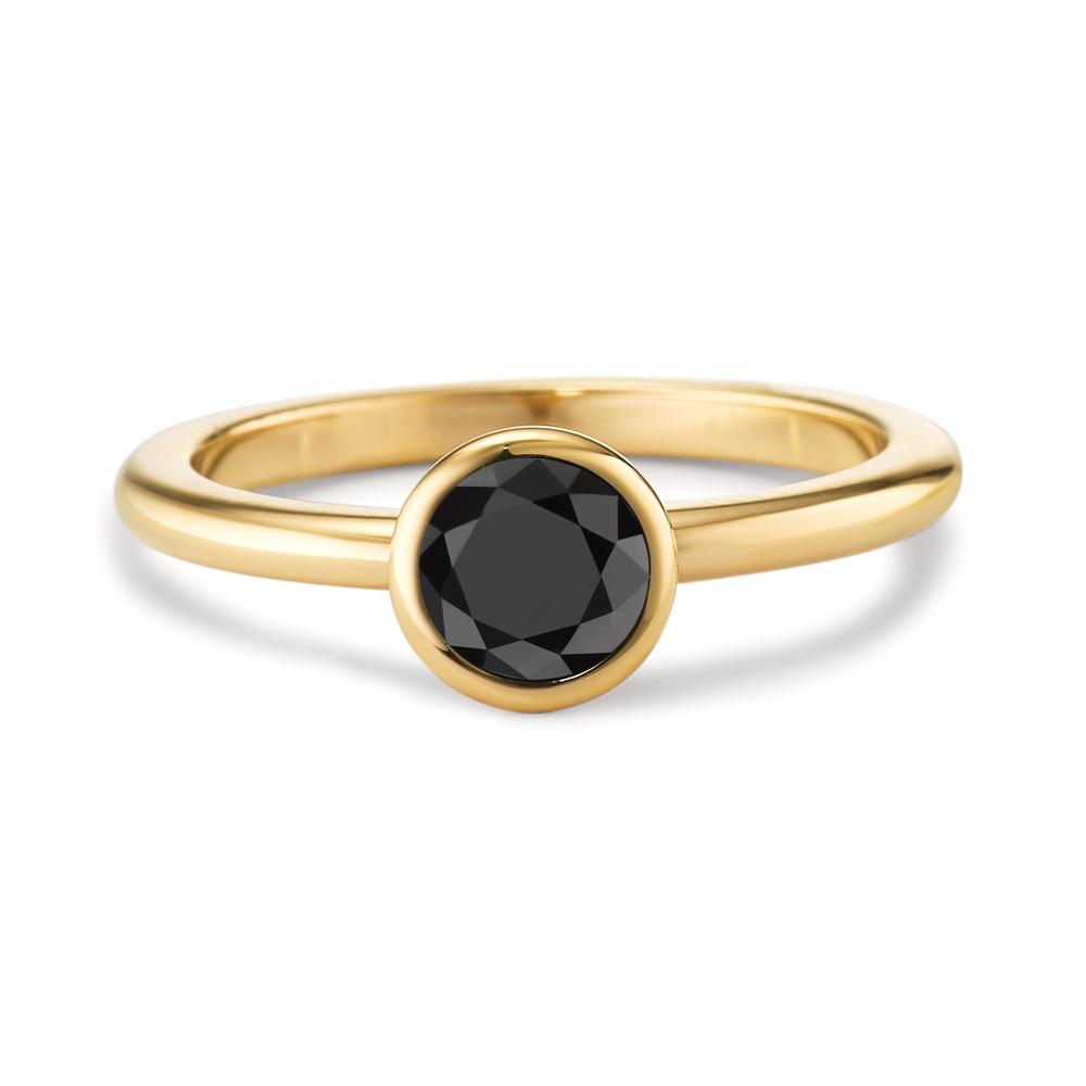 Anillo de dedo Acero inoxidable Circonita negro Amarillo Recubierto de IP Ø7 mm