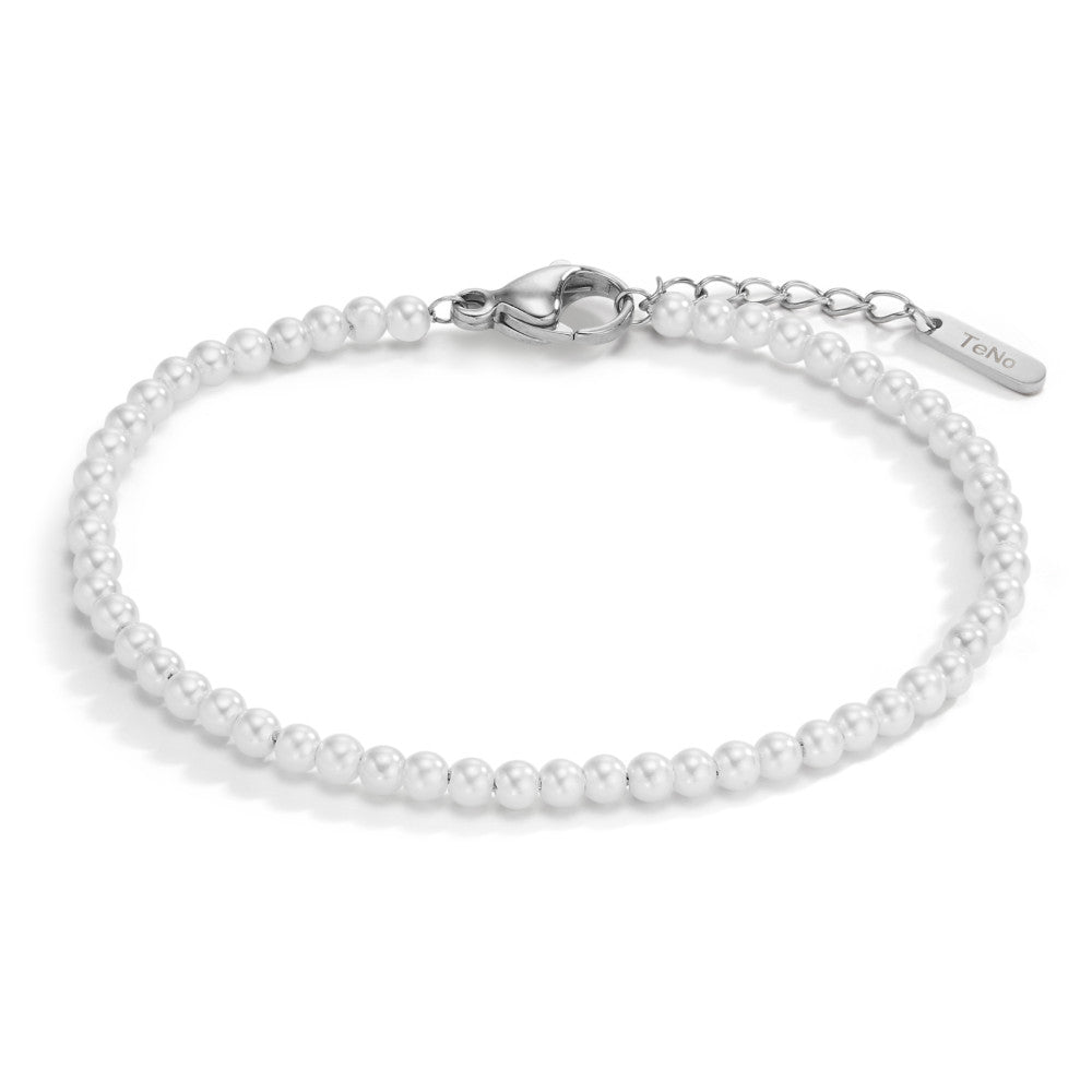 Pulsera Acero inoxidable Perla de concha 17.5-19.5 cm Ø3 mm