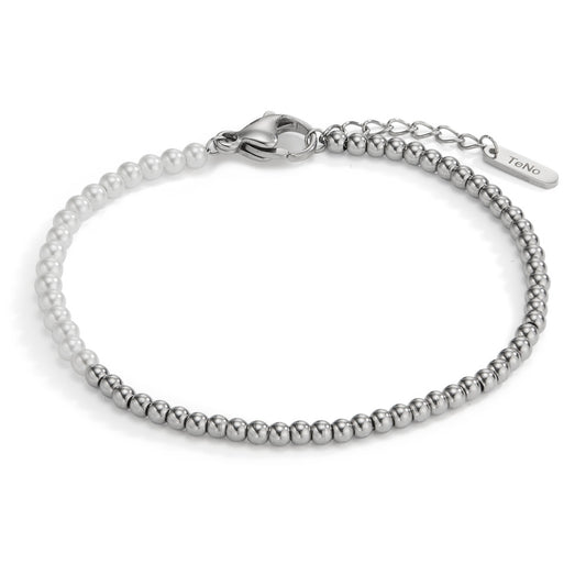 Pulsera Acero inoxidable Perla de concha 17.5-19.5 cm Ø3 mm