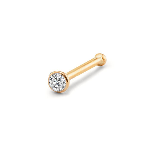 Pendiente de nariz 750/oro amarillo de 18 quilates Diamante blanco, 0.035 ct, w-si Ø2.5 mm