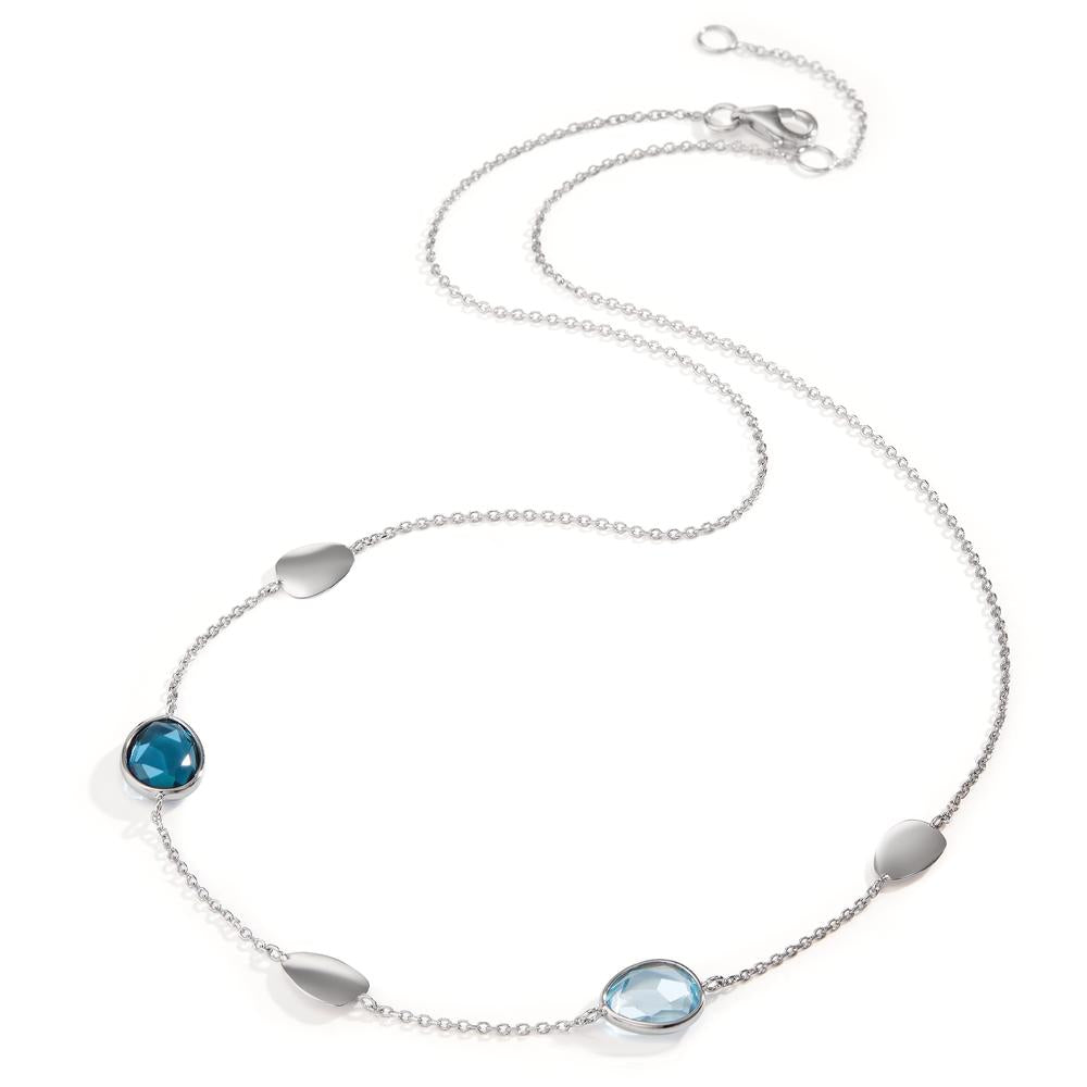 Collar Oro blanco de 585/14 kt. Topacio azul de Londres 2 piedras 42-45 cm