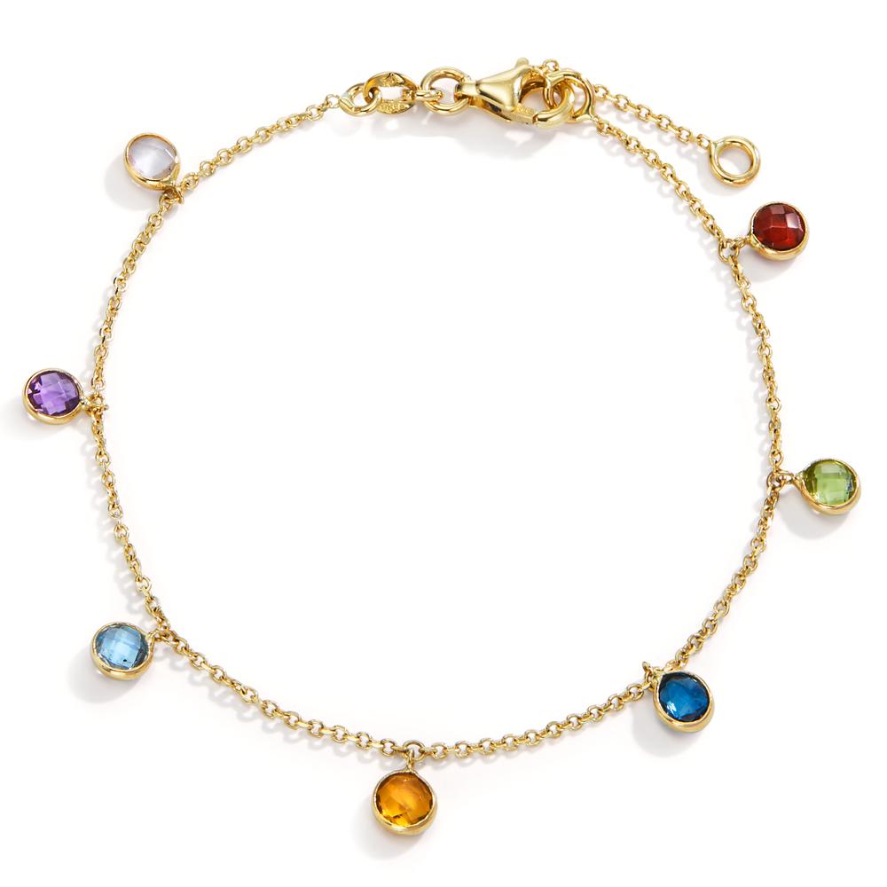 Pulsera Oro amarillo de 585/14 kt. Topacio azul, 7 piedras 17-19 cm