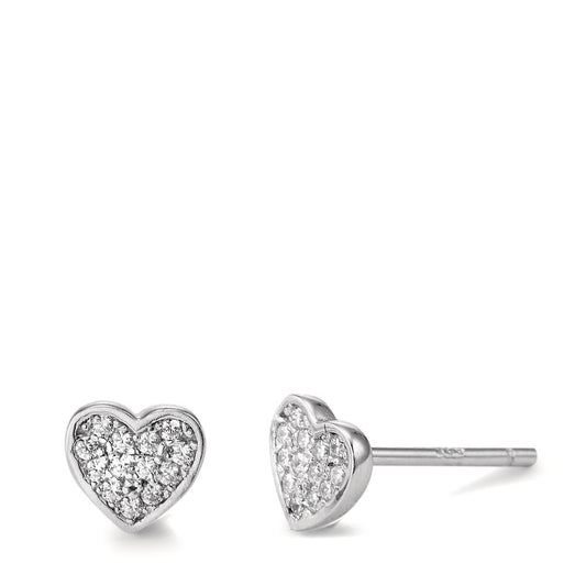 Pendientes Plata Circonita 26 piedras Rodio plateado Corazón Ø5.5 mm