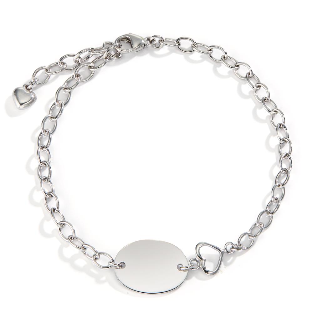 Pulsera grabada Plata Rodio plateado Corazón 19 cm