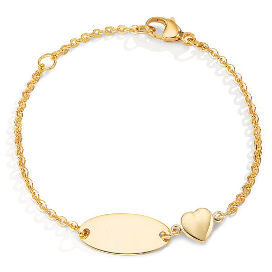 Pulsera grabada Oro amarillo de 375/9K Corazón 12-14 cm