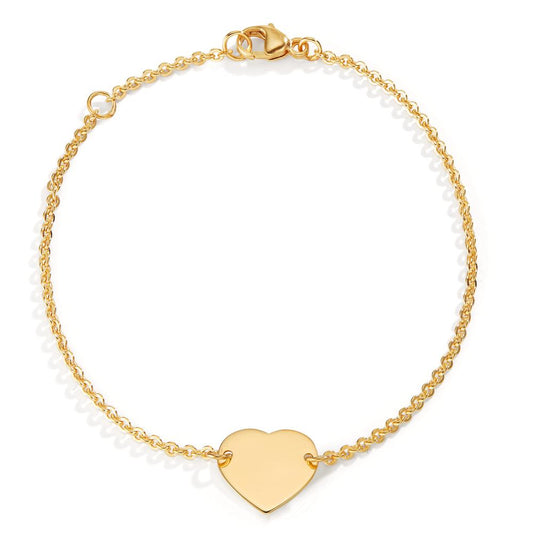 Pulsera grabada Oro amarillo de 375/9K Corazón 16-18 cm Ø10 mm